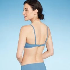 Women's Shirred Ribbed Bralette Bikini Top - Shade & Shore™ Brown