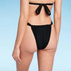Women's Tunneled High Leg Extra Cheeky Bikini Bottom - Shade & Shore™ Black