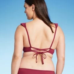 Women's Ruffle V-Neck Longline Triangle Bikini Top - Shade & Shore™ Black -Shade & Shore Sales Shop GUEST e72eb939 6e40 4f7b 8cda 1cda397f1ca9