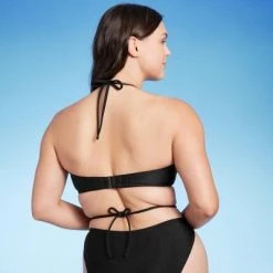 Women's Lightly Lined Ribbed Halter Bikini Top - Shade & Shore™ Blue