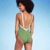 Women's Square Neck Wide Binding One Piece Swimsuit - Shade & Shore™ Olive Green