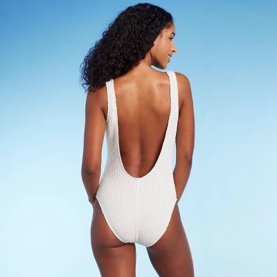 Women's Crochet Lace-Up One Piece Swimsuit - Shade & Shore™ Cream 1 Women's Crochet Lace-Up One Piece Swimsuit - Shade & Shore™ Cream